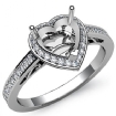 0.5Ct Diamond Engagement Ring Heart Semi Mount14k White Gold Halo Pave Setting - javda.com 