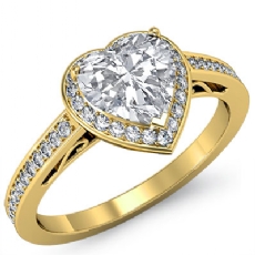 Filigree Design Halo diamond Ring 14k Gold Yellow