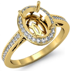 Halo Pave Setting Diamond Engagement Oval Semi Mount Ring 14k Gold Yellow (0.5Ct. tw.)