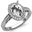 0.5Ct Halo Pave Setting Diamond Engagement Oval Semi Mount Ring 14k White Gold - javda.com 