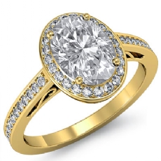 Halo Pave Sidestone Filigree diamond Ring 14k Gold Yellow