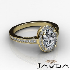 Halo Pave Sidestone Filigree diamond Ring 18k Gold Yellow