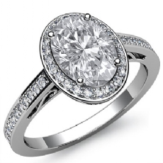 Halo Pave Sidestone Filigree diamond Ring 18k Gold White