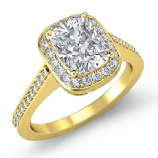 Halo Pave Filigree Sidestone diamond  14k Gold Yellow