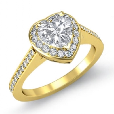Halo Pave Filigree Sidestone diamond Ring 14k Gold Yellow