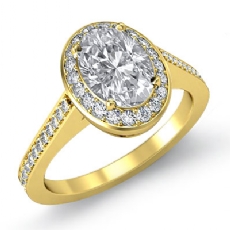 Halo Pave Filigree Sidestone diamond Ring 14k Gold Yellow