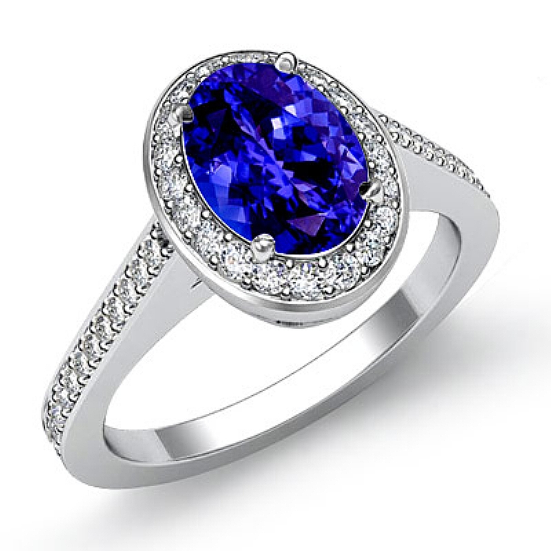 Halo Pave Filigree Sidestone Oval diamond engagement Ring in 14k Gold White