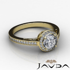 Halo Pave Filigree Sidestone diamond Ring 18k Gold Yellow