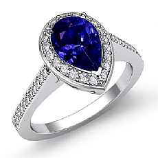 Halo Pave Filigree Sidestone diamond Ring 18k Gold White