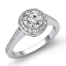 Halo Pave Filigree Sidestone diamond Ring Platinum 950