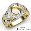 Round Semi Mount Diamond Engagement Ring Halo Pave Set 18k Yellow Gold Band 1.25Ct - javda.com 
