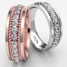 Double Rope Men's Diamond Eternity Flat Edge Wedding Band 14k Rose Gold  (1Ct. tw.)