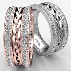 Braided Design Pave Diamond Men's Eternity Wedding Band 14k Rose Gold  (1.85Ct. tw.)