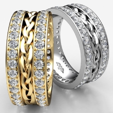 Braided Design Pave Diamond Men's Eternity Wedding Band Platinum 950  (1.85Ct. tw.)