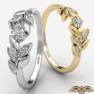 Leaf Petal Design Women's Fashion Diamond Ring In 14k Gold White 0.1Ct