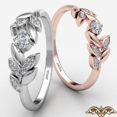 Leaf Petal Design Women's Fashion Diamond Ring In 18k Rose Gold  (0.1Ct. tw.)
