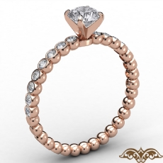 Bezel Bubble 4 Prong Peg Head diamond Ring 14k Rose Gold