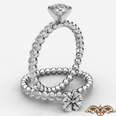 Bezel Bubble 4 Prong Peg Head diamond Ring 14k Gold White