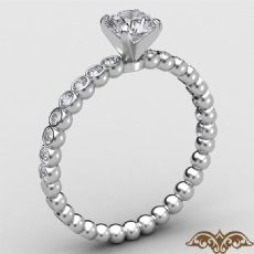 Bezel Bubble 4 Prong Peg Head diamond Ring 14k Gold White
