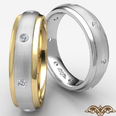 Step Edge Men's Diamond Eternity Matte Wedding Band 14k 2 Tone Gold 0.16 Ct