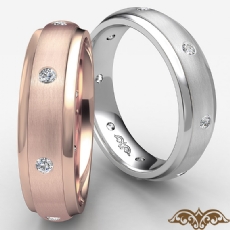 Step Edge Men's Diamond Eternity Matte Wedding Band 14k Rose Gold  (0.16Ct. tw.)