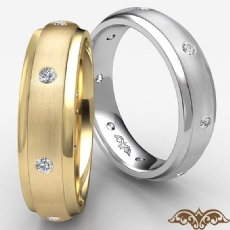 Step Edge Men's Diamond Eternity Matte Wedding Band Platinum 950  (0.16Ct. tw.)