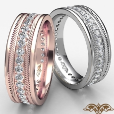 Pave Set Round Edge Diamond Eternity Men's Wedding Band 14k Rose Gold  (0.65Ct. tw.)