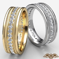 Pave Set Round Edge Diamond Eternity Men's Wedding Band Platinum 950  (0.65Ct. tw.)