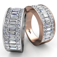 Women's Wedding Band 14k Rose Gold Princess Baguette Invisible Diamond Ring  (2.47Ct. tw.)