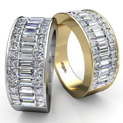 Square Princess Cut  Diamond Baguette Wedding Band Bridal Ring 14k Yellow Gold 