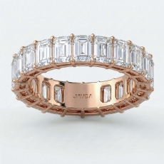 Emerald Lab Grown Diamond Women's Wedding Eternity Ring 18k Rose Gold  (6.2Ct. tw.)