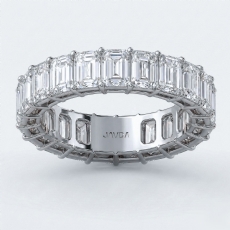 Emerald Lab Grown Diamond Women's Wedding Eternity Ring 18k Gold White  (6.2Ct. tw.)