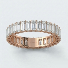 Women Emerald Lab-Grown Diamond Shared Prong Wedding Band 18k Rose Gold  (3.2Ct. tw.)