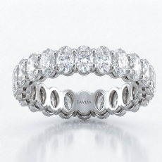 Shared Prong Oval Lab Grown Diamond Eternity Wedding Band 14k White Gold 3.6Ctw.