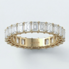 Emerald Lab Grown Diamond Shared Prong Women Wedding Band 14k Gold Yellow  (4Ct. tw.)