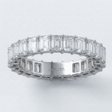 Emerald Lab Grown Diamond Shared Prong Women Wedding Band 18k Gold White  (4Ct. tw.)