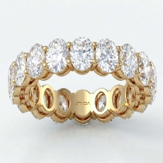 Women's Prong Set Oval Lab Grown Diamond Eternity Wedding Band 14k Gold Yellow  (5.45Ct. tw.)