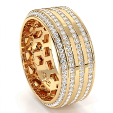 5 Row Men's Diamond Eternity Wedding Band Hexagon Cuts 18k Gold Yellow 1.70 Ct. (1.7Ct. tw.)