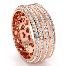 5 Row Men's Diamond Eternity Wedding Band Hexagon Cuts 14k Rose Gold 1.70 Ct. (1.7Ct. tw.)
