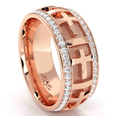 Diamond Eternity Cross Pattern Men's Wedding Band 14k Rose Gold 1.2 Ct. (1.2Ct. tw.)