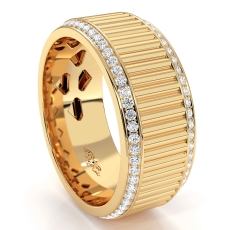 Vertical Grooves Diamond Eternity Men's Wedding Band In 18k Gold Yellow 1.00 Ct. (1Ct. tw.)
