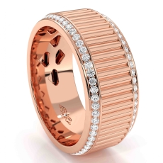 Vertical Grooves Diamond Eternity Men's Wedding Band In 14k Rose Gold 1.00 Ct. (1Ct. tw.)