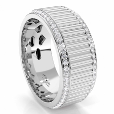 Vertical Grooves Diamond Eternity Men's Wedding Band In 14k White Gold 1.00 Ct.