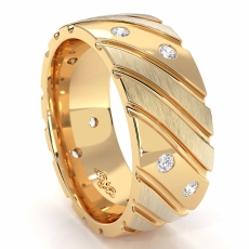 Diagonal Grooved Bezel Diamond Eternity Men's Wedding Band 18k Gold Yellow 0.30 Ct. (0.3Ct. tw.)