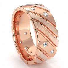 Diagonal Grooved Bezel Diamond Eternity Men's Wedding Band 14k Rose Gold 0.30 Ct. (0.3Ct. tw.)
