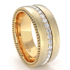 Matte Finish Diamond Eternity Men's Wedding Band In 18k Gold Yellow 1.10 Ct. (1.1Ct. tw.)