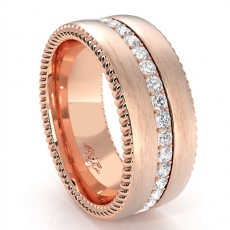 Matte Finish Diamond Eternity Men's Wedding Band In 14k Rose Gold 1.10 Ct. (1.1Ct. tw.)