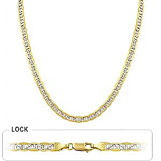14k 2Tone Gold Men's Solid Mariner Chain (5mm,24