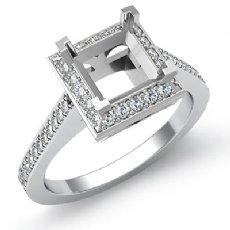 0.50 CT Diamond Engagement Halo Setting Ring Princess Semi Mount 14K White Gold