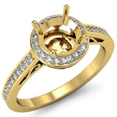 Diamond Engagement Ring Halo Pave Setting 18k Gold Yellow Round Semi Mount (0.5Ct. tw.)